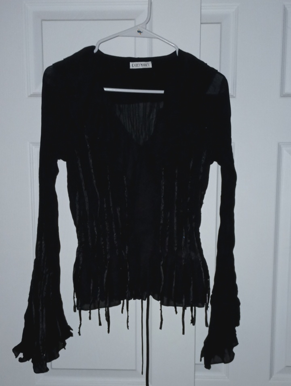 NWOT Kaely N Max Women's Gothic StyleVneck Fringe Button Down Blouse Size:Small